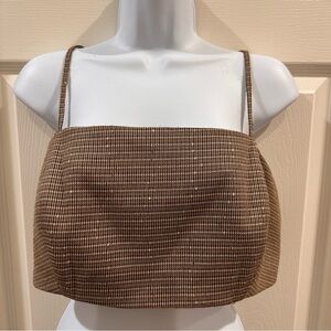 House of Harlow 1960 Tweed Sparkle Spaghetti Strap Crop Top Medium